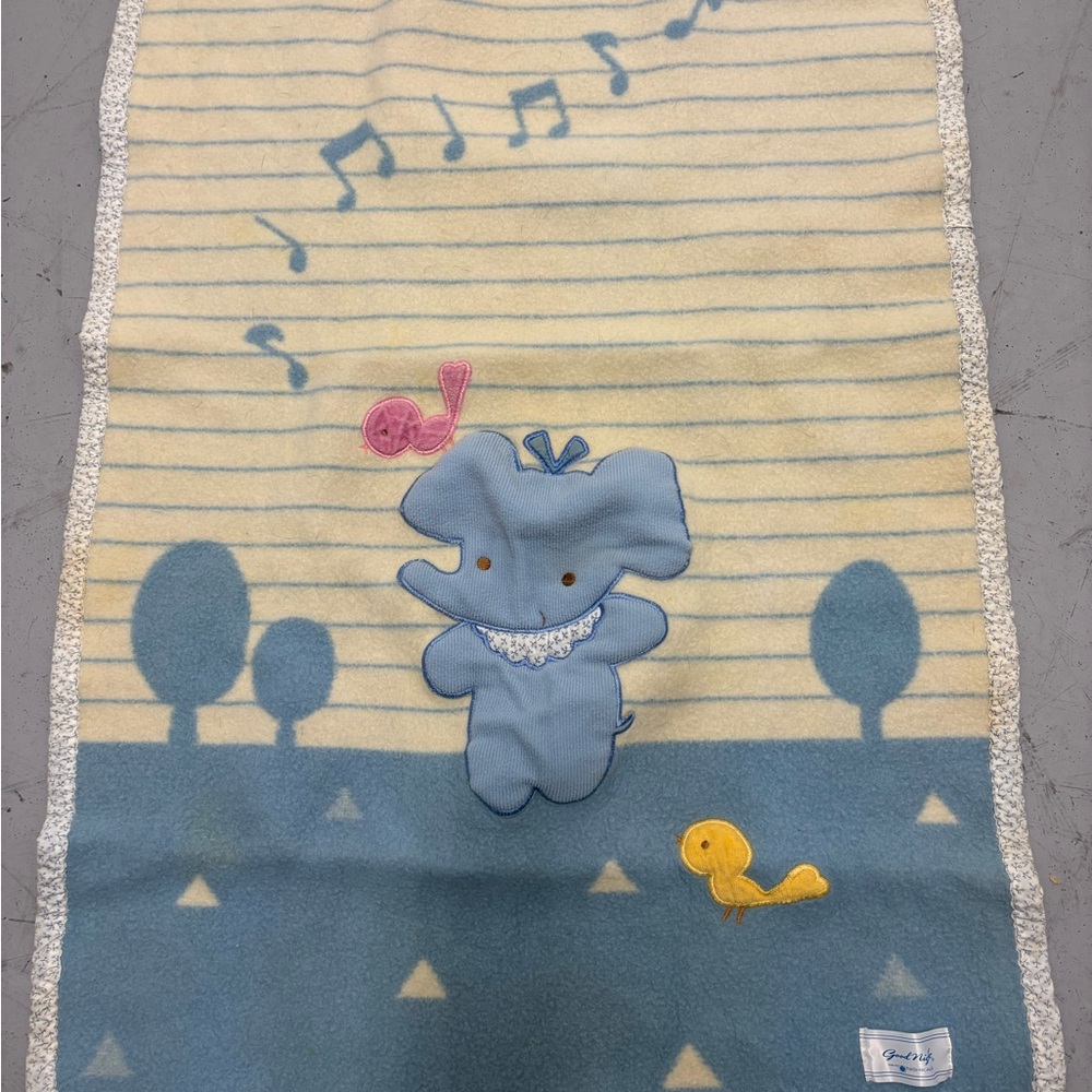 Musical Elephant and Co Plush Vintage Baby Blanket